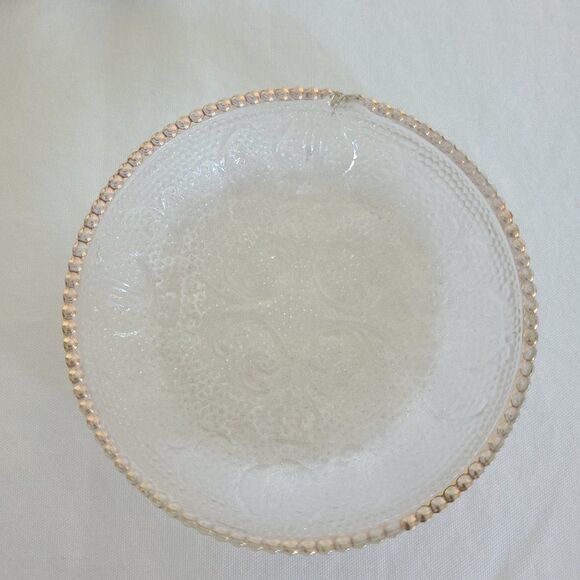 Jeannette Harp Depression Pressed Glass Coaster Trinket Dishes Gold Beaded Rim - Picture 4 of 15